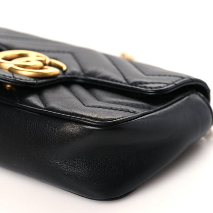 Gucci Calfskin Matelasse Super Mini GG Marmont Shoulder Bag Black 9 of 9