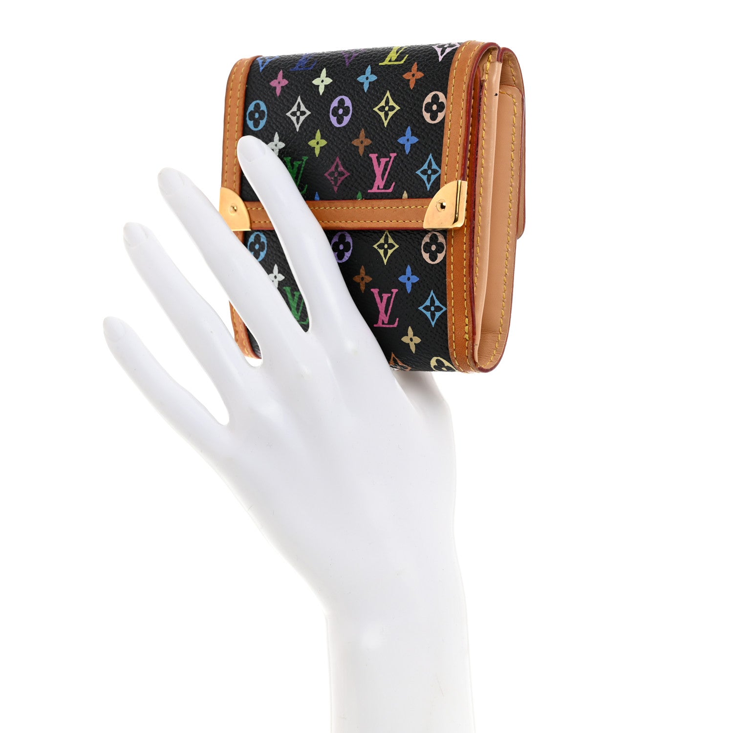 Louis Vuitton Monogram Multicolor Porte-Monnaie Billets Wallet Black 2 of 7