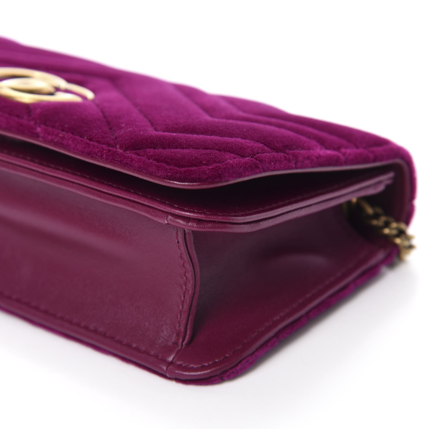 Gucci Velvet Matelasse GG Marmont Mini Bag Fuchsia Violet Cyclamen 7 of 12