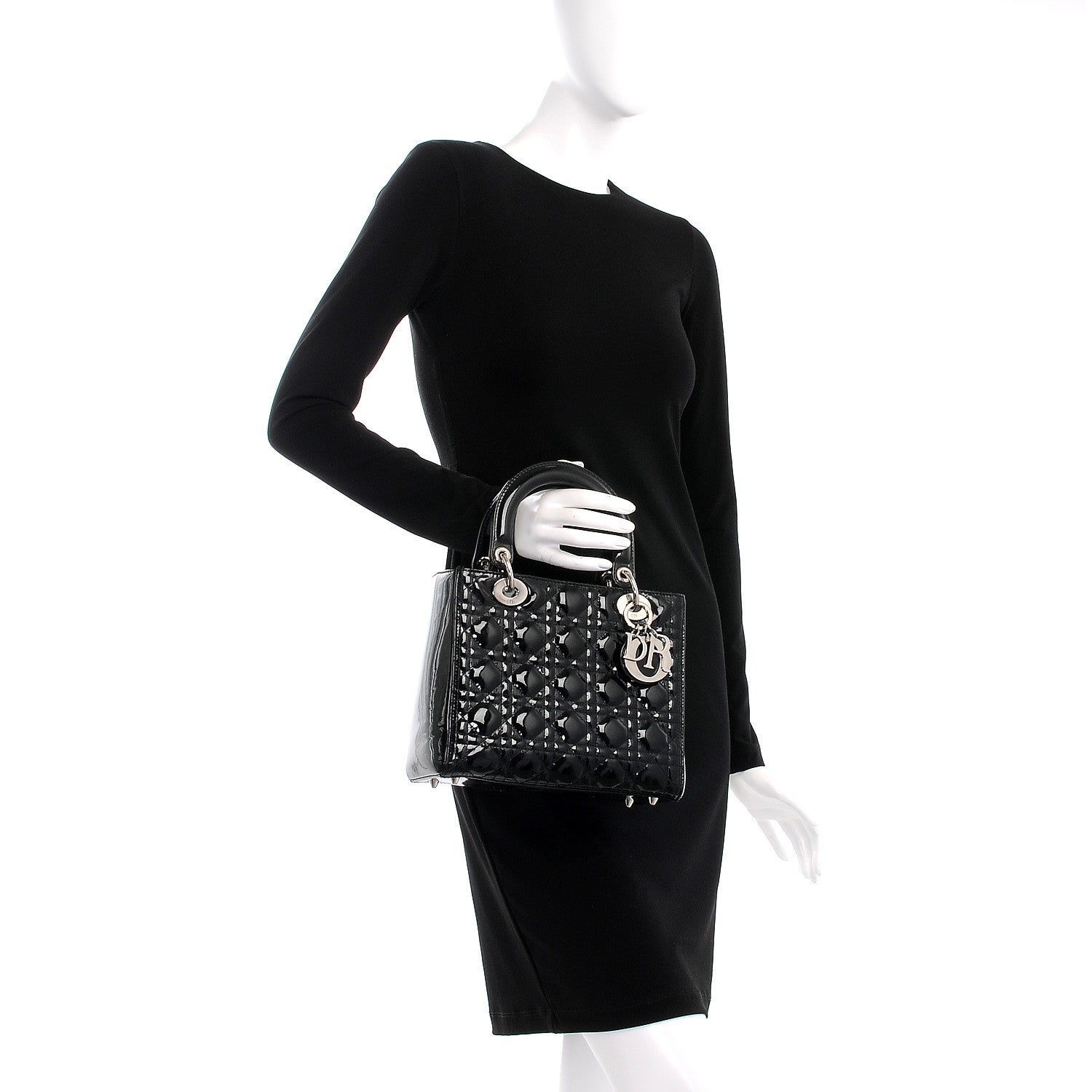 Christian Dior Patent Cannage Medium Lady Dior Black 2 of 14
