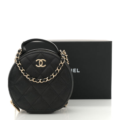 Chanel Caviar Quilted Round Handle With Care Vanity With Chain Black 10 of 10