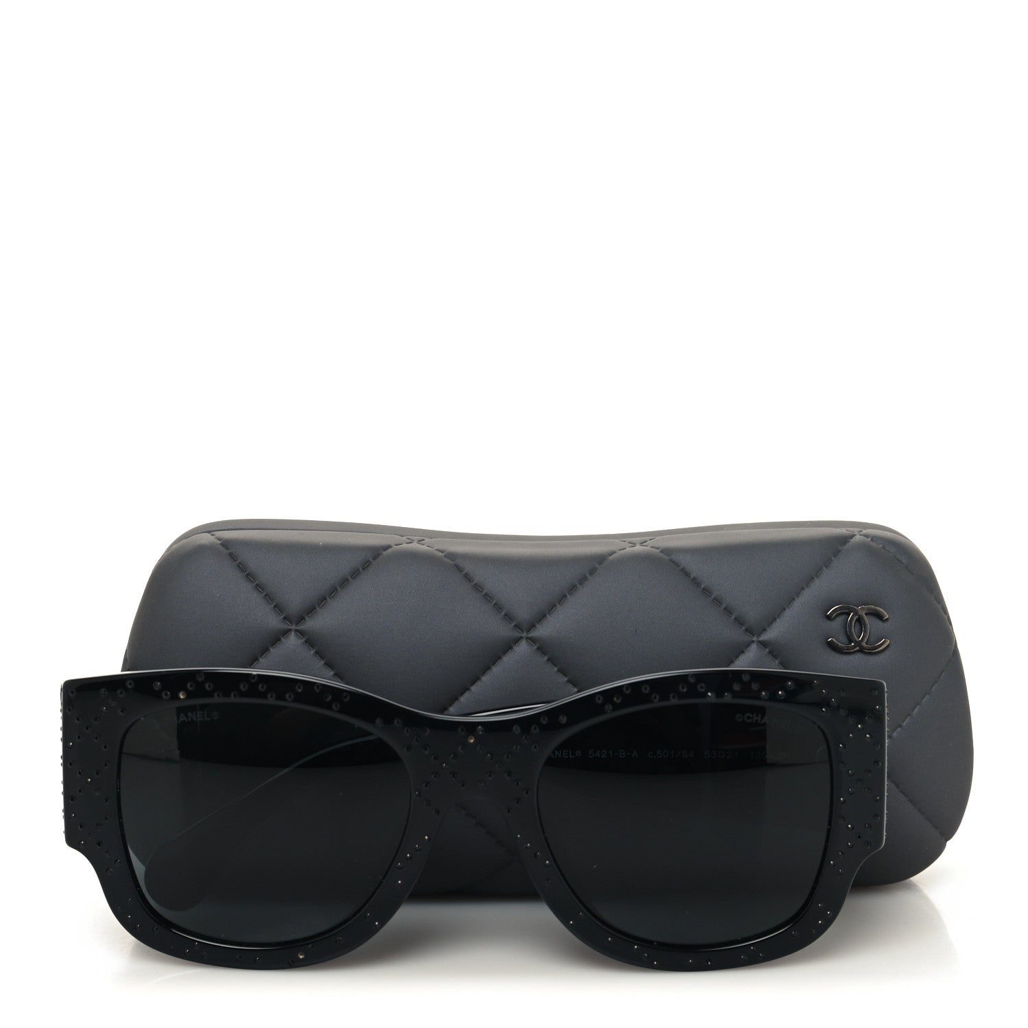 Chanel Acetate Strass Rectangle Sunglasses 5421B Black 8 of 8