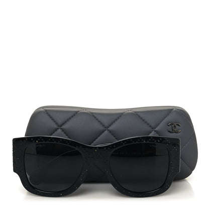Chanel Acetate Strass Rectangle Sunglasses 5421B Black 8 of 8