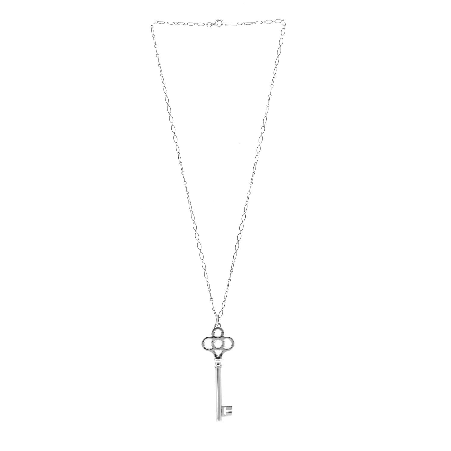 Tiffany Sterling Silver Large Crown Key Pendant Link Necklace 2 of 6