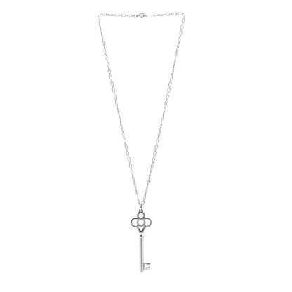 Tiffany Sterling Silver Large Crown Key Pendant Link Necklace 2 of 6