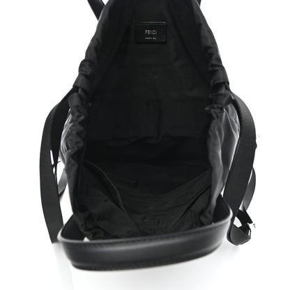 Fendi Nylon Vitello Faces Vocabulary Drawstring Backpack Black 5 of 11