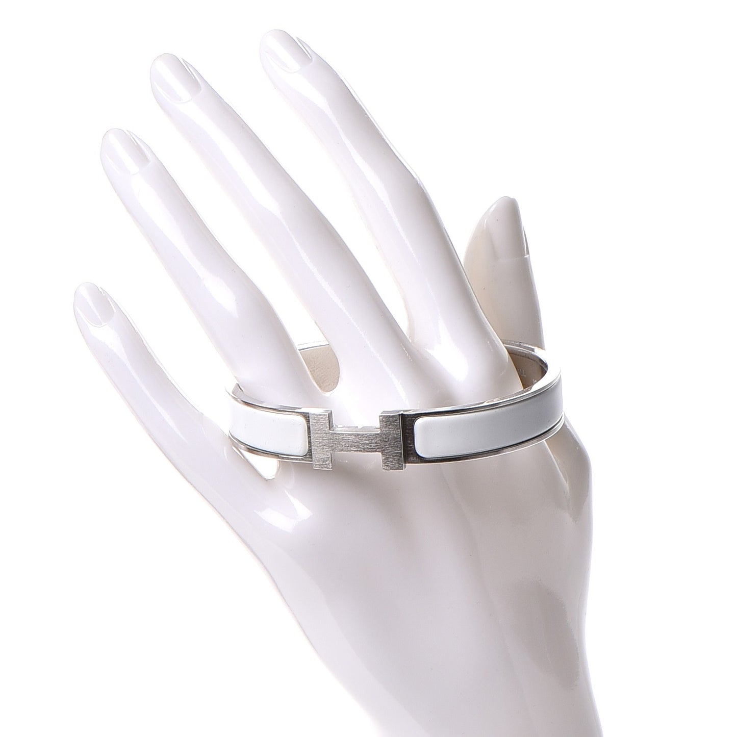 Matte Enamel Narrow Clic Clac HH Bracelet GM White