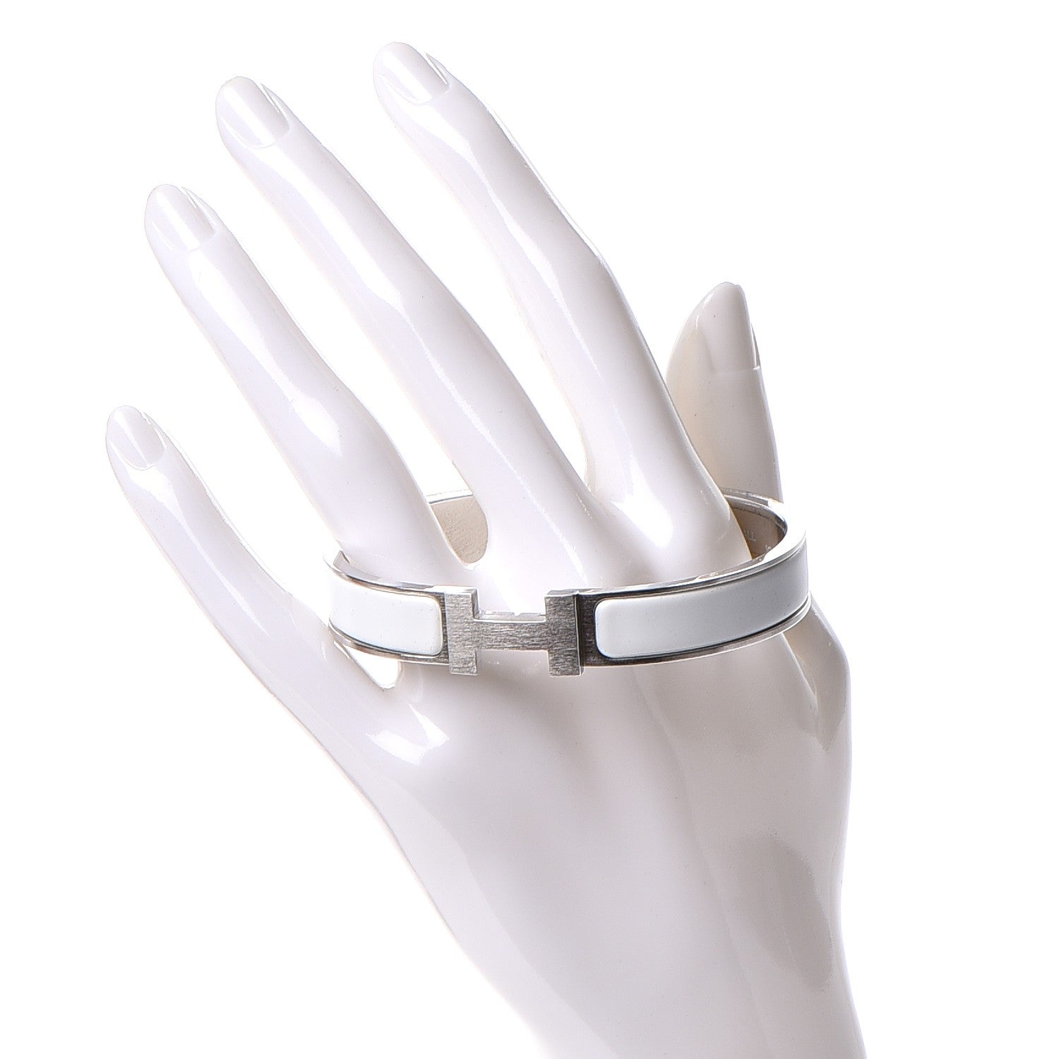 Hermes Matte Enamel Narrow Clic Clac HH Bracelet GM White 2 of 5