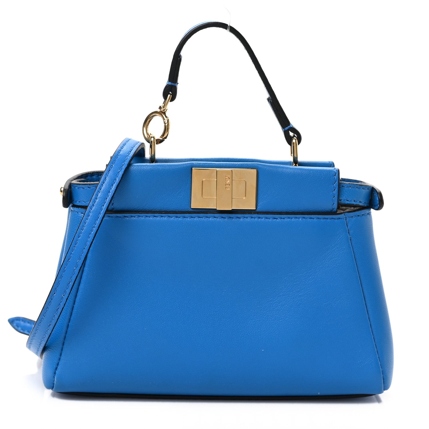 Fendi Shiny Nappa Micro Peekaboo Iconic Satchel Blue Royal 1 of 8