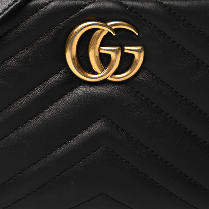 Gucci Calfskin Matelasse Mini GG Marmont Chain Shoulder Bag Black 8 of 11