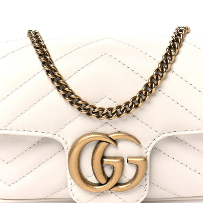 Gucci Calfskin Matelasse Super Mini GG Marmont Shoulder Bag White 7 of 10