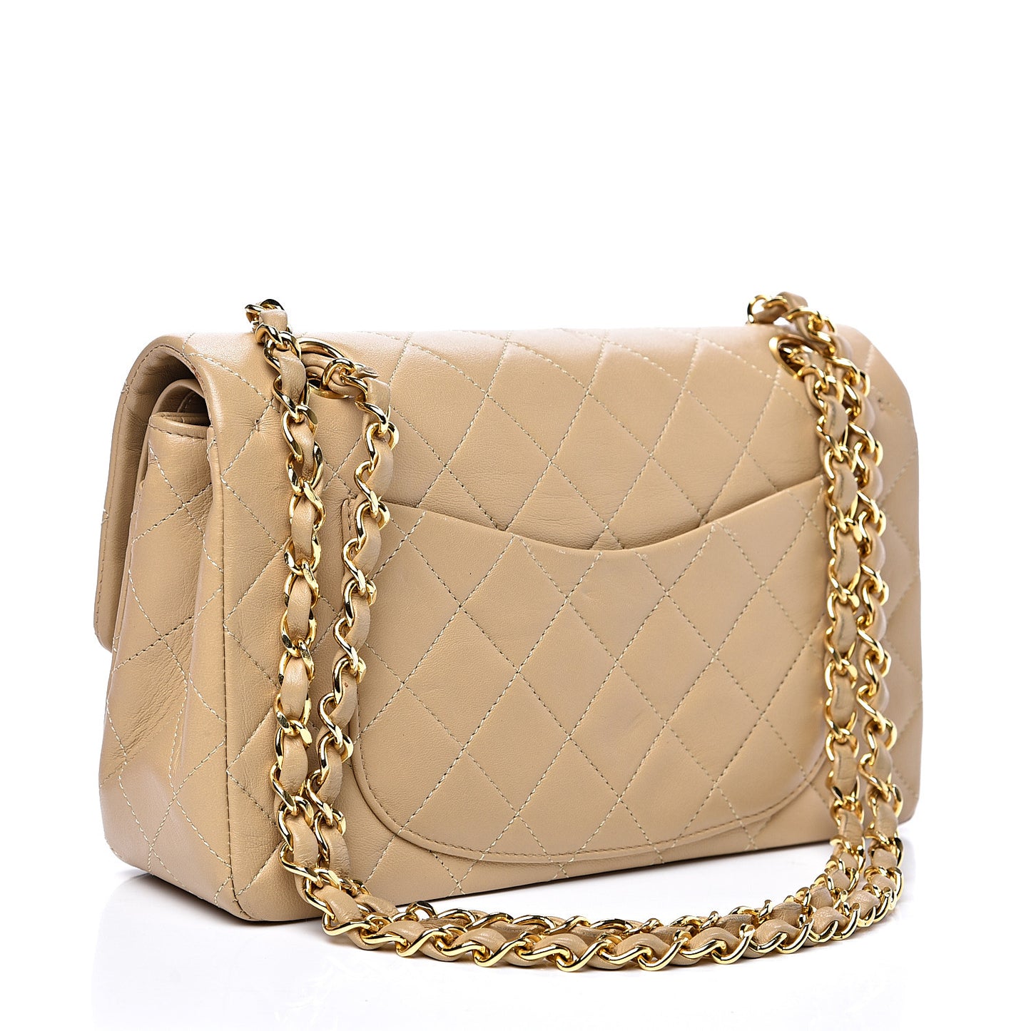 Lambskin Quilted Small Double Flap Beige