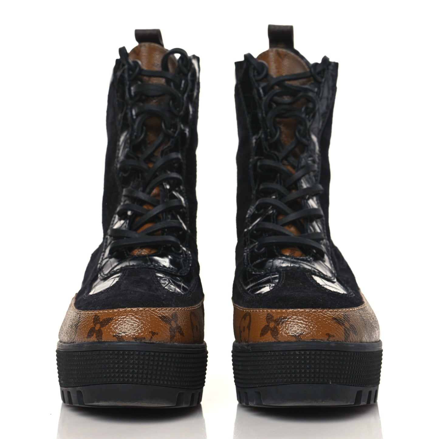 Suede Calfskin Reverse Monogram Laureate Platform Desert Boots 37