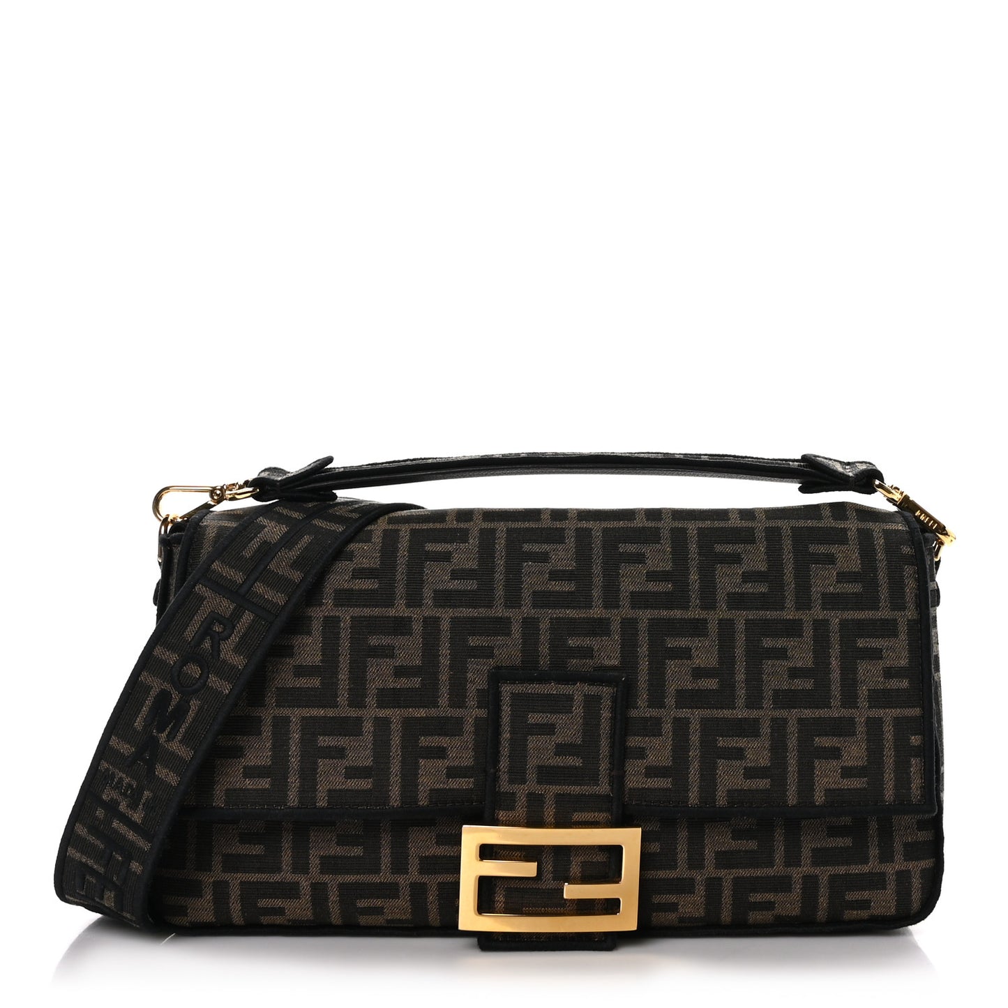 Fabric Jacquard FF 1974 Large Baguette Tobacco Moro Black
