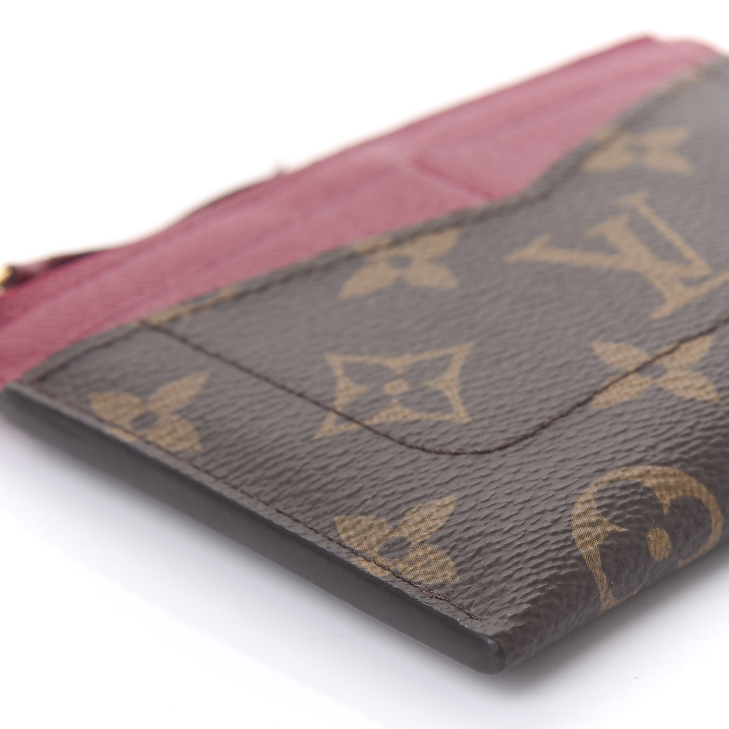 Monogram Zipped Card Holder Fuchsia