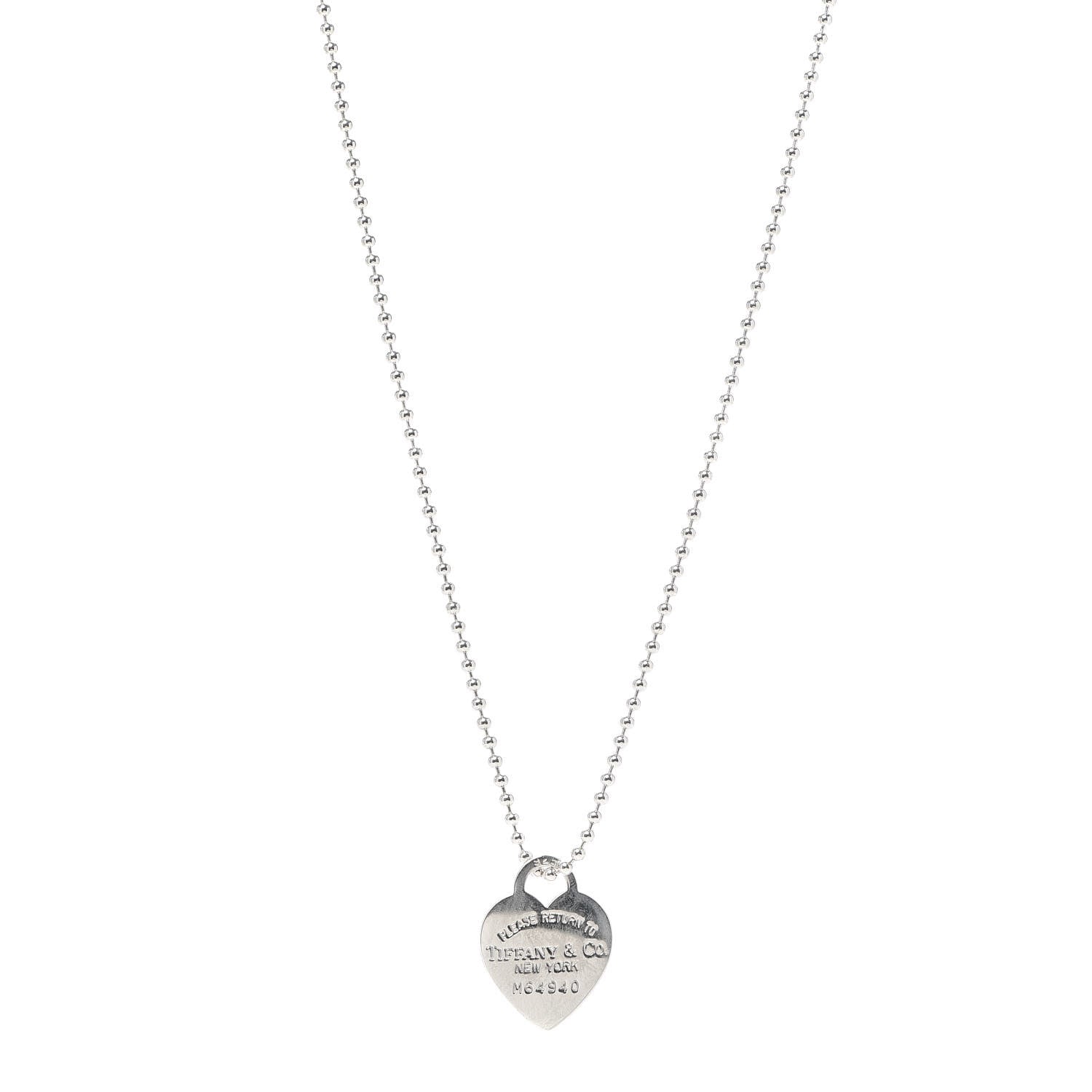 Tiffany Sterling Silver Long Return to Tiffany Heart Pendant Necklace 1 of 4
