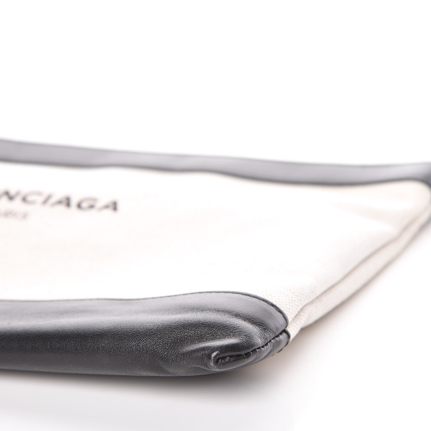 Balenciaga Calfskin Cotton Canvas Logo Clutch Black 6 of 9