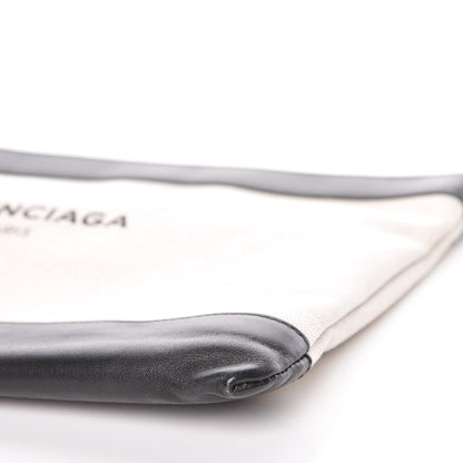 Balenciaga Calfskin Cotton Canvas Logo Clutch Black 6 of 9