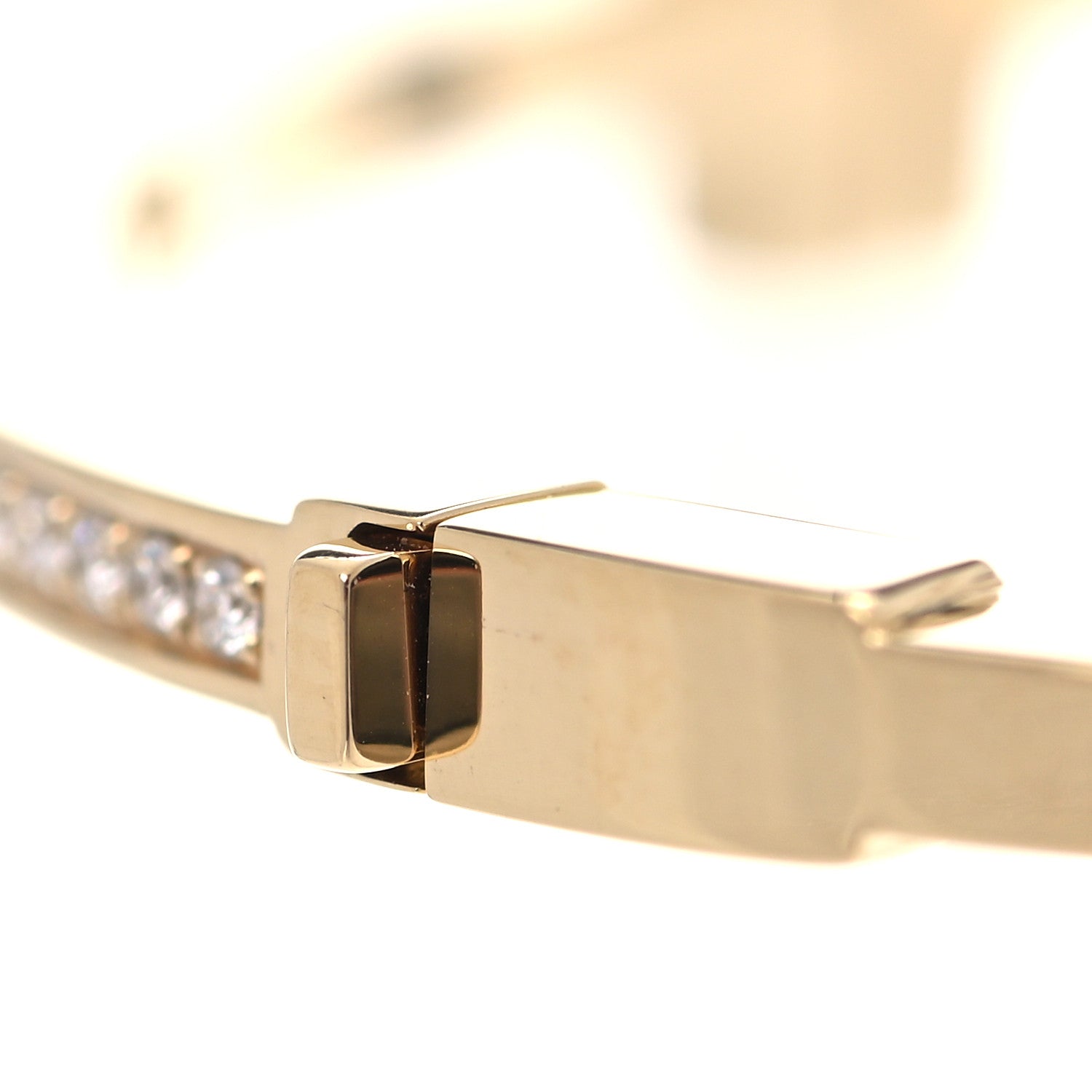 Tiffany 18K Yellow Gold Diamond T Hinged Wire Bangle Bracelet 6 of 7