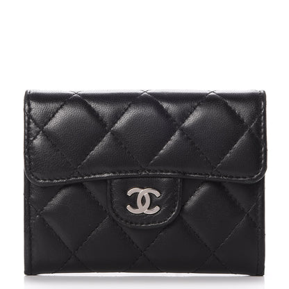 Chanel Lambskin Quilted Flap Card Holder Wallet Black 1 of 8