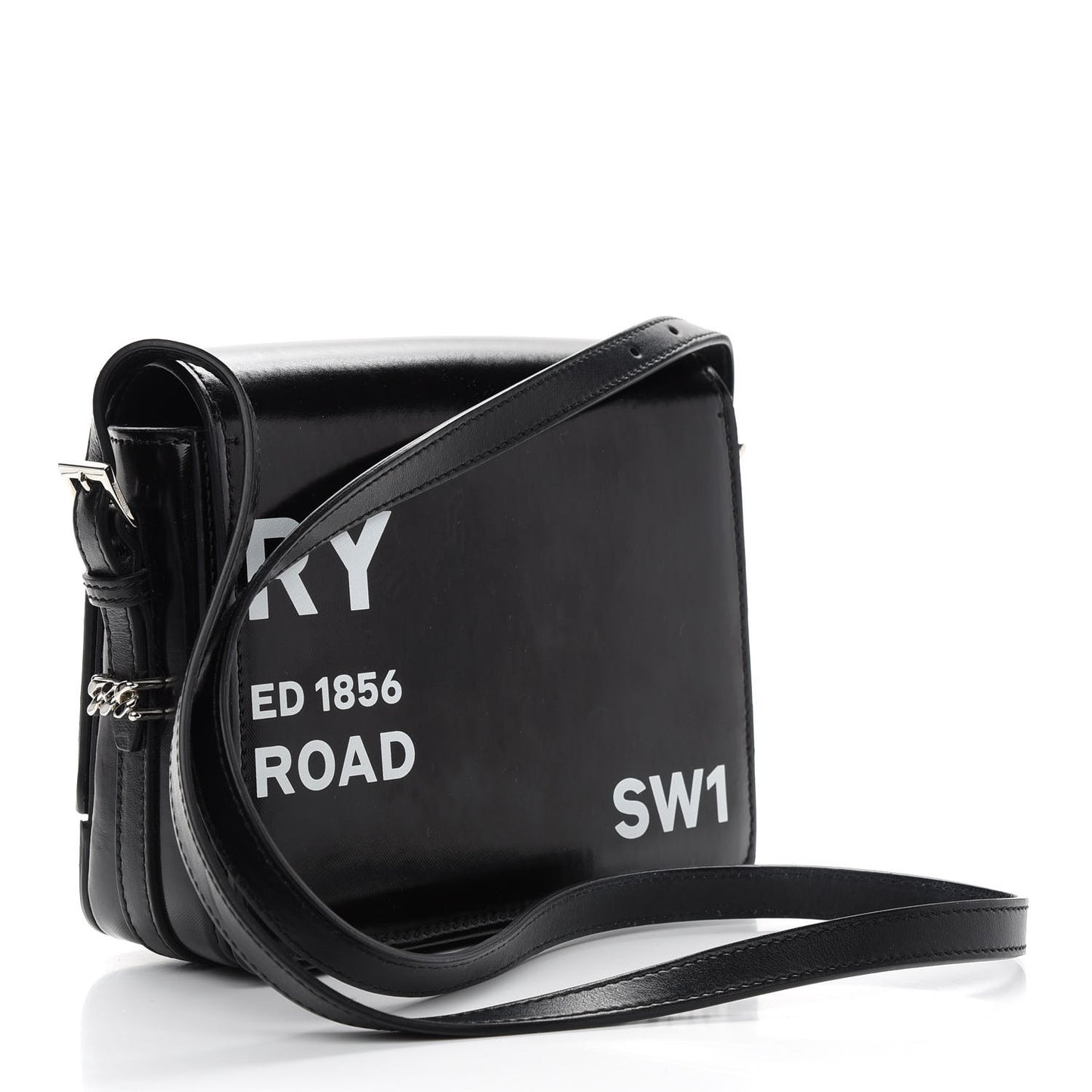 Coated Canvas Horseferry Print Grace Bag Black