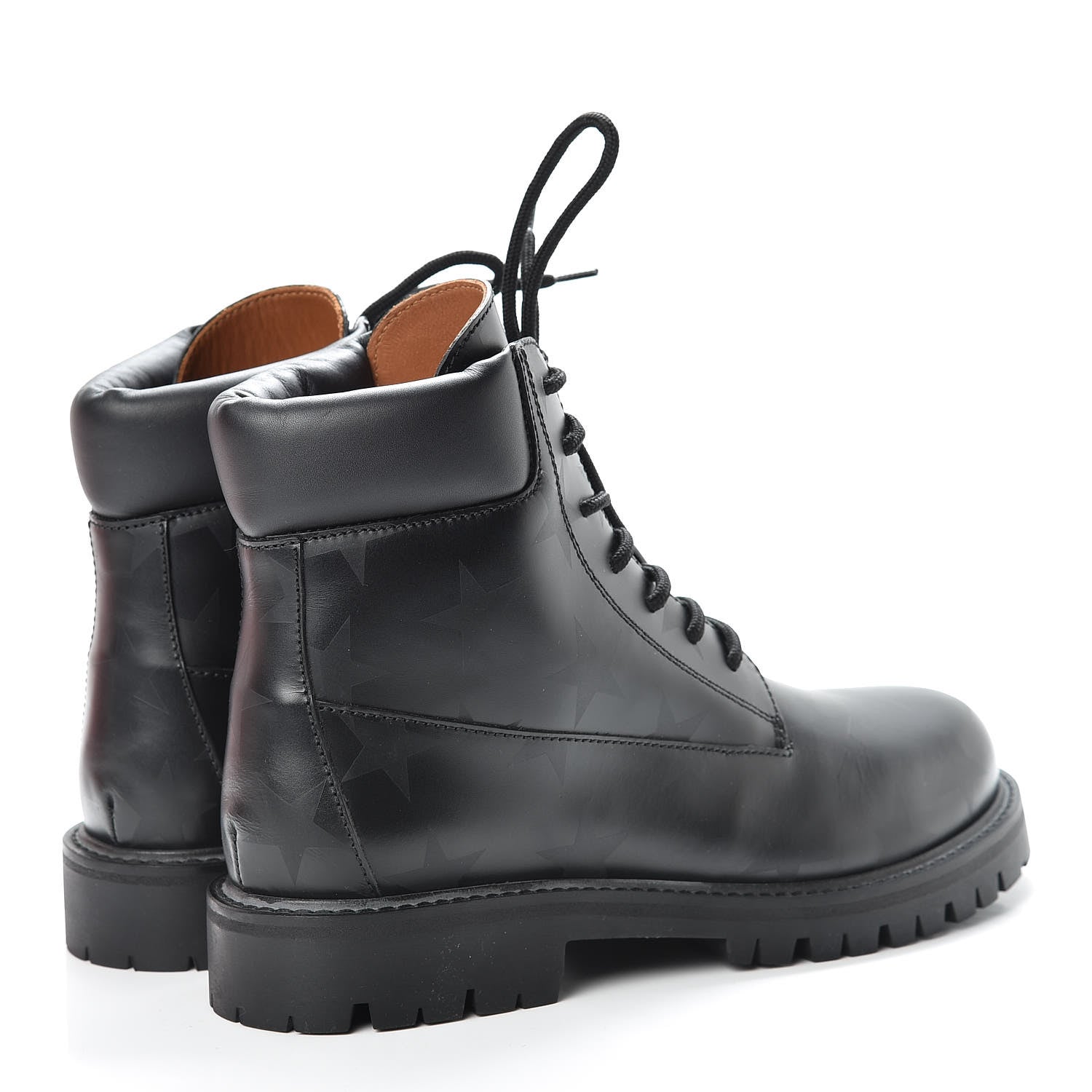 Valentino Garavani Calfskin Womens Donna Star Print Combat Boots 39.5 Black 4 of 8