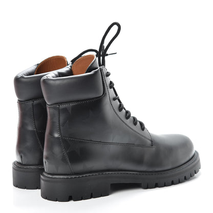 Valentino Garavani Calfskin Womens Donna Star Print Combat Boots 39.5 Black 4 of 8
