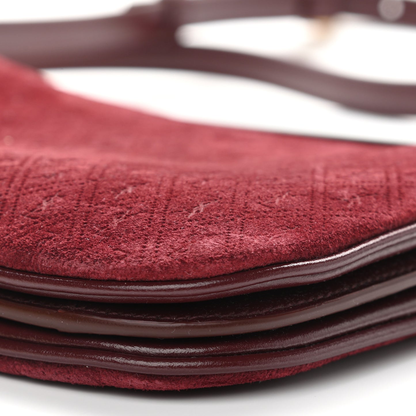 Suede All-Over Monogram Crossbody Burgundy