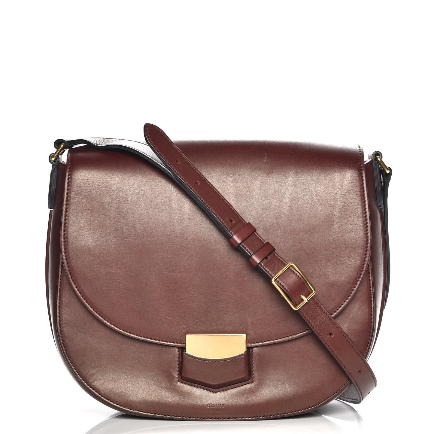 Natural Calfskin Medium Trotteur Burgundy