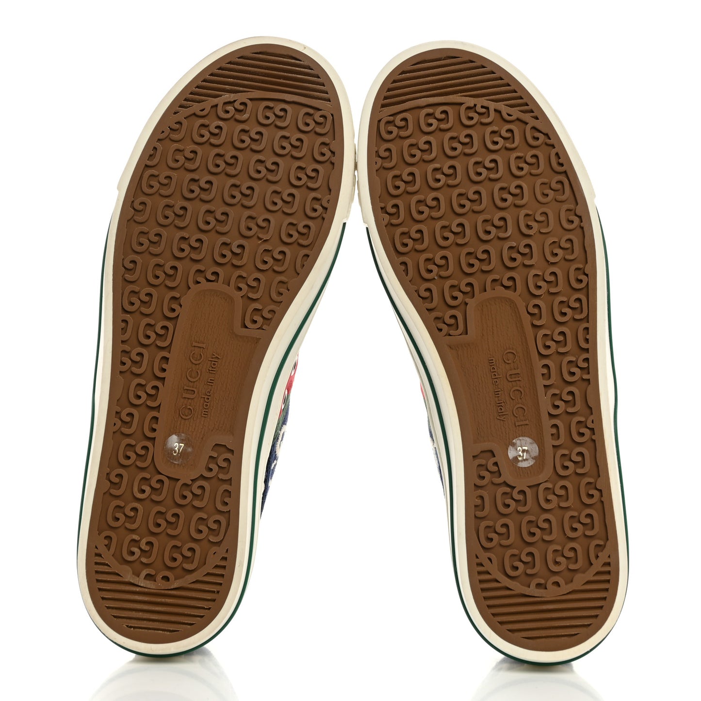 Cotton GG Monogram Web Womens 1977 Tennis Sneakers 37 Ink Ivory Blue