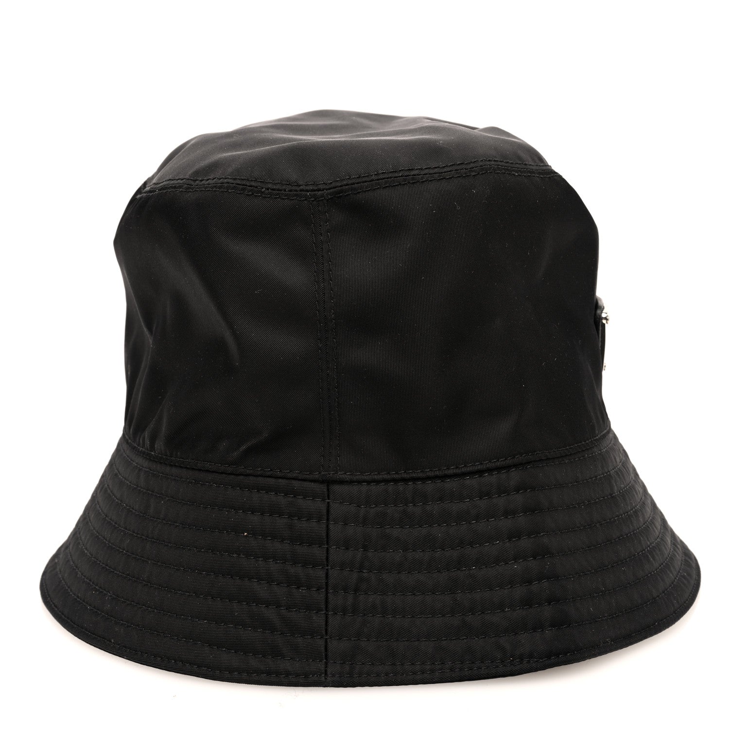 Prada Re-Nylon Metal Triangle Logo Womens Bucket Hat M Black 6 of 8