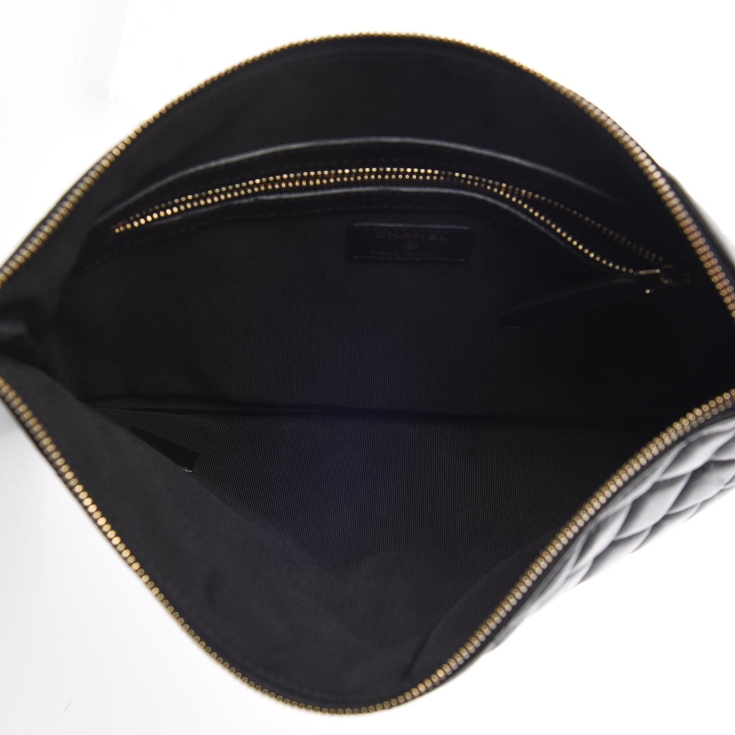 Lambskin Quilted Medium Cosmetic Case Black