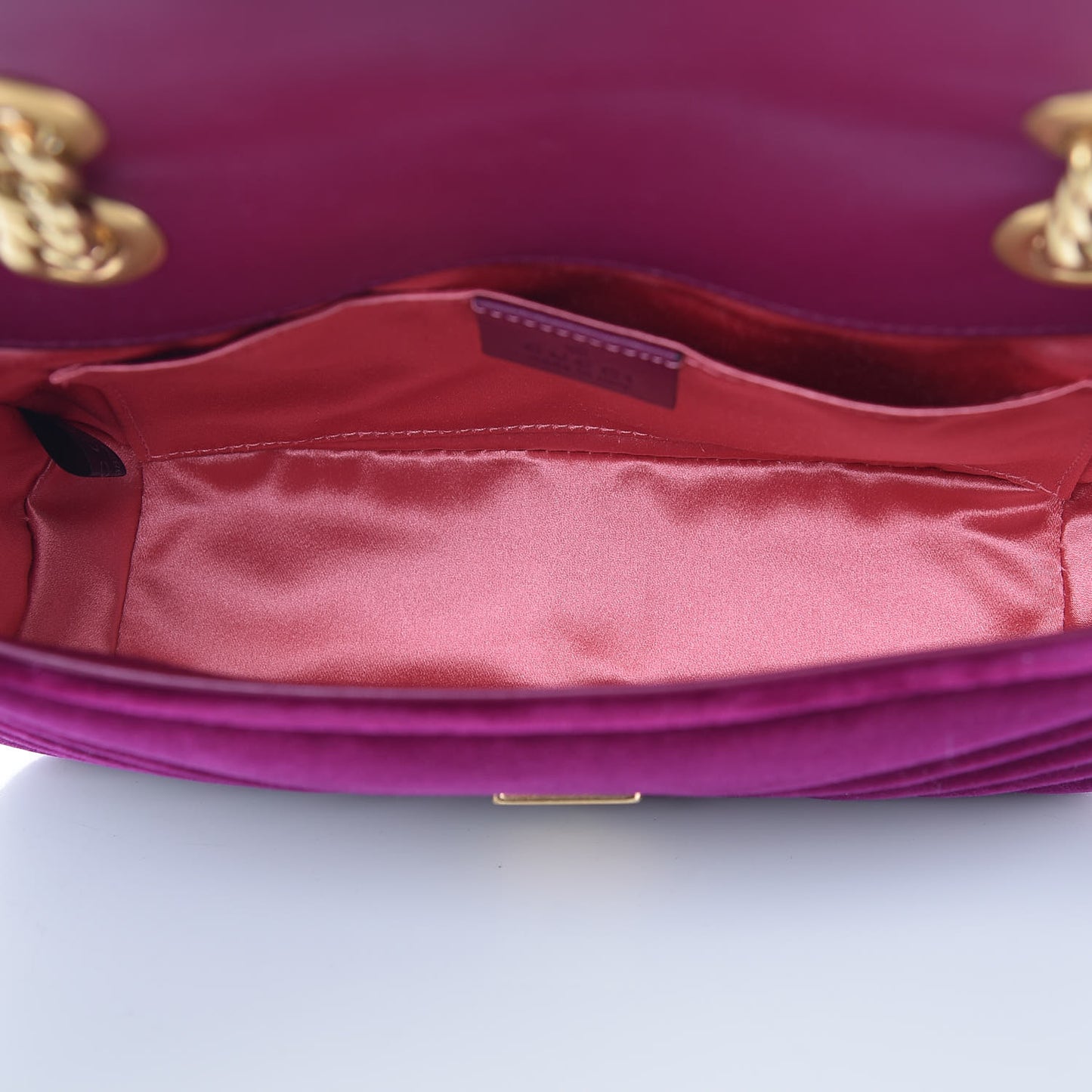 Velvet Matelasse Mini GG Marmont Shoulder Bag Fuchsia Violet Cyclamen