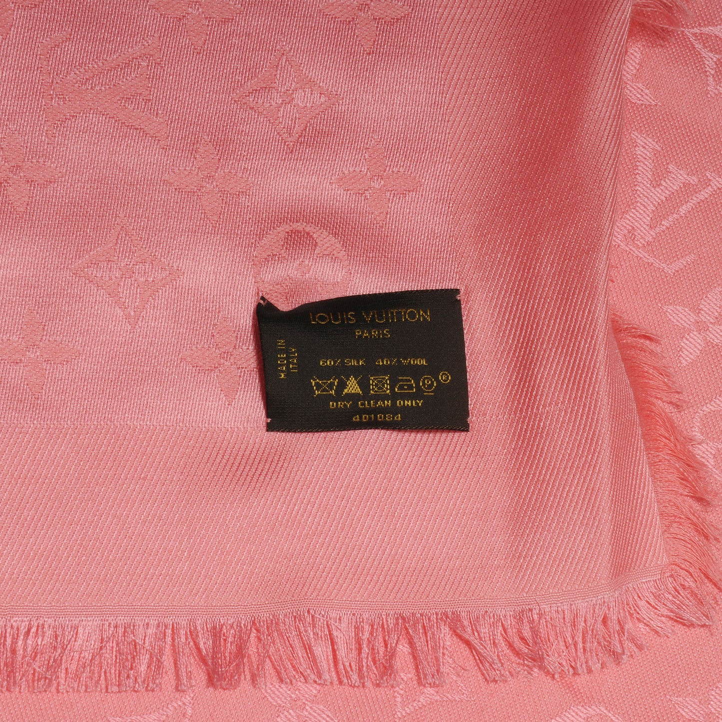 Silk Wool Monogram Shawl Corail
