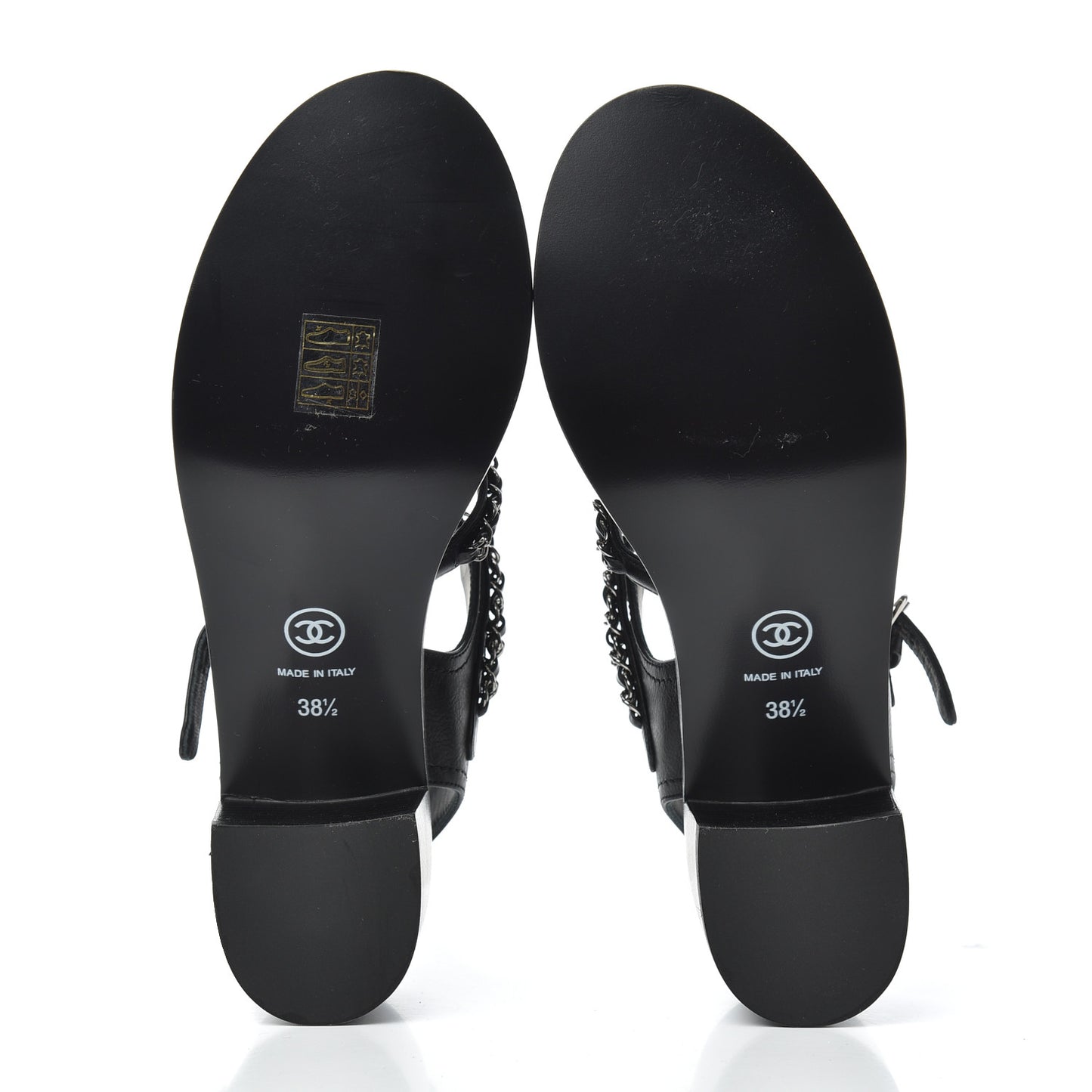 Calfskin Chain Sandals 38.5 Black