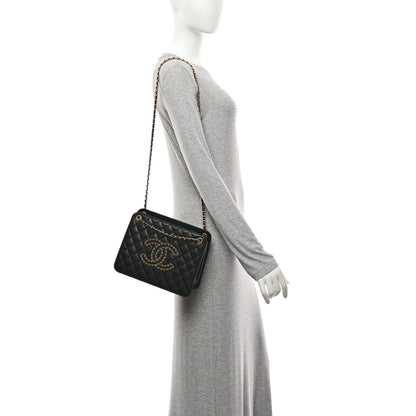 Chanel Calfskin Quilted CC Chain Accordion Tote Black 2 of 11