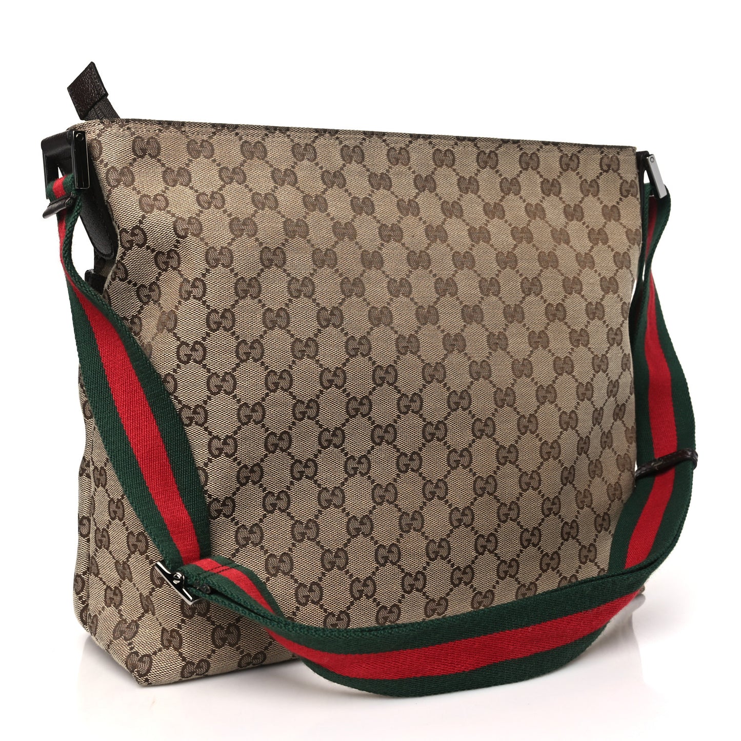 Monogram Web Medium Flat Messenger Bag Brown