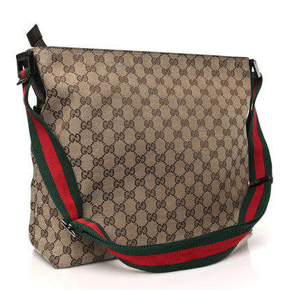Gucci Monogram Web Medium Flat Messenger Bag Brown 3 of 10