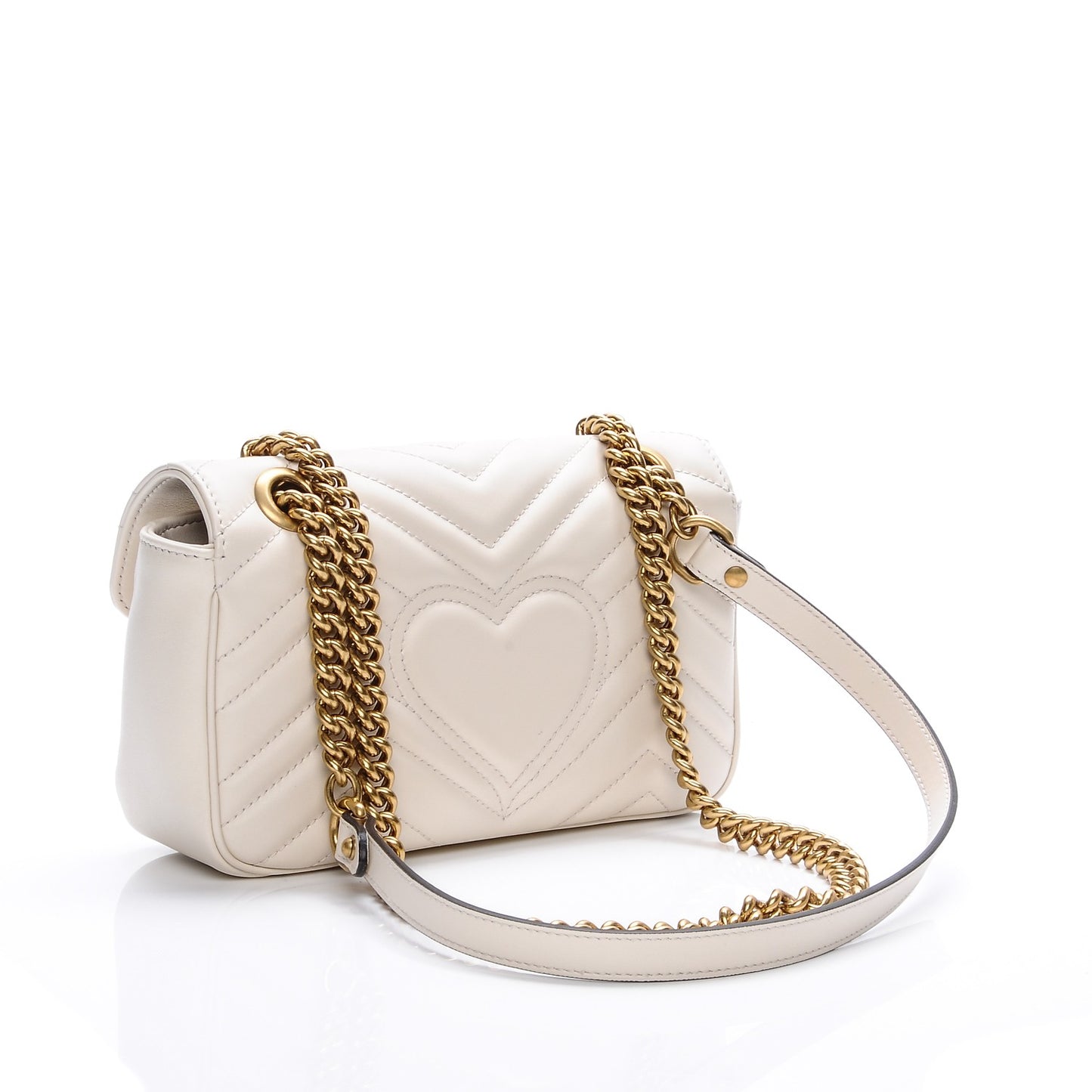 Calfskin Matelasse Mini GG Marmont Shoulder Bag White
