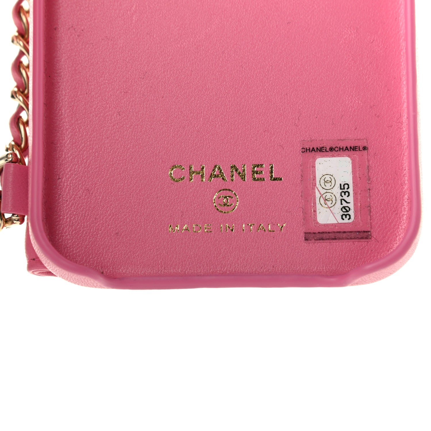 Chanel Lambskin Quilted Pearl Crush iPhone XII Pro Holder With Chain Pink 5 of 6