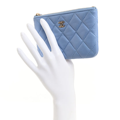 Chanel Lambskin Quilted Small Cosmetic Case Light Blue 2 of 8