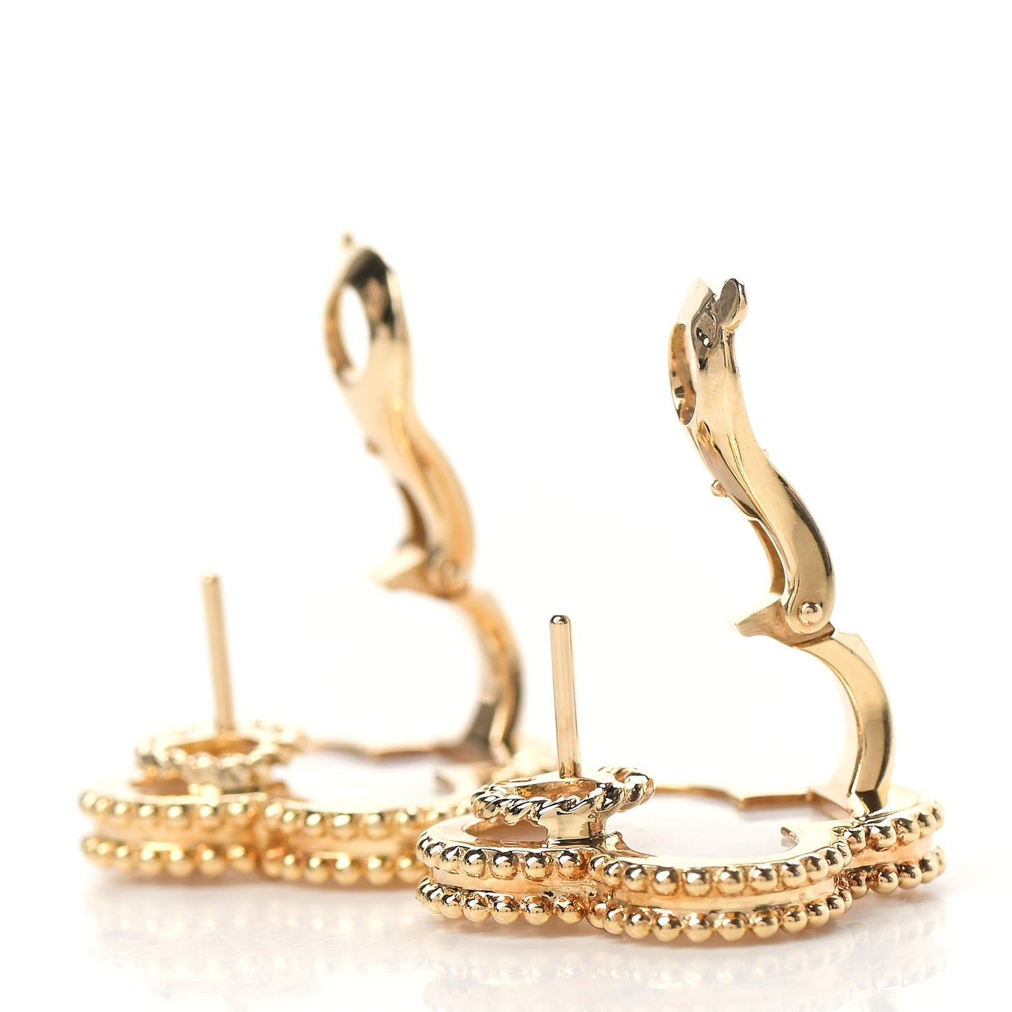 18K Yellow Gold Mother of Pearl Vintage Alhambra Earrings