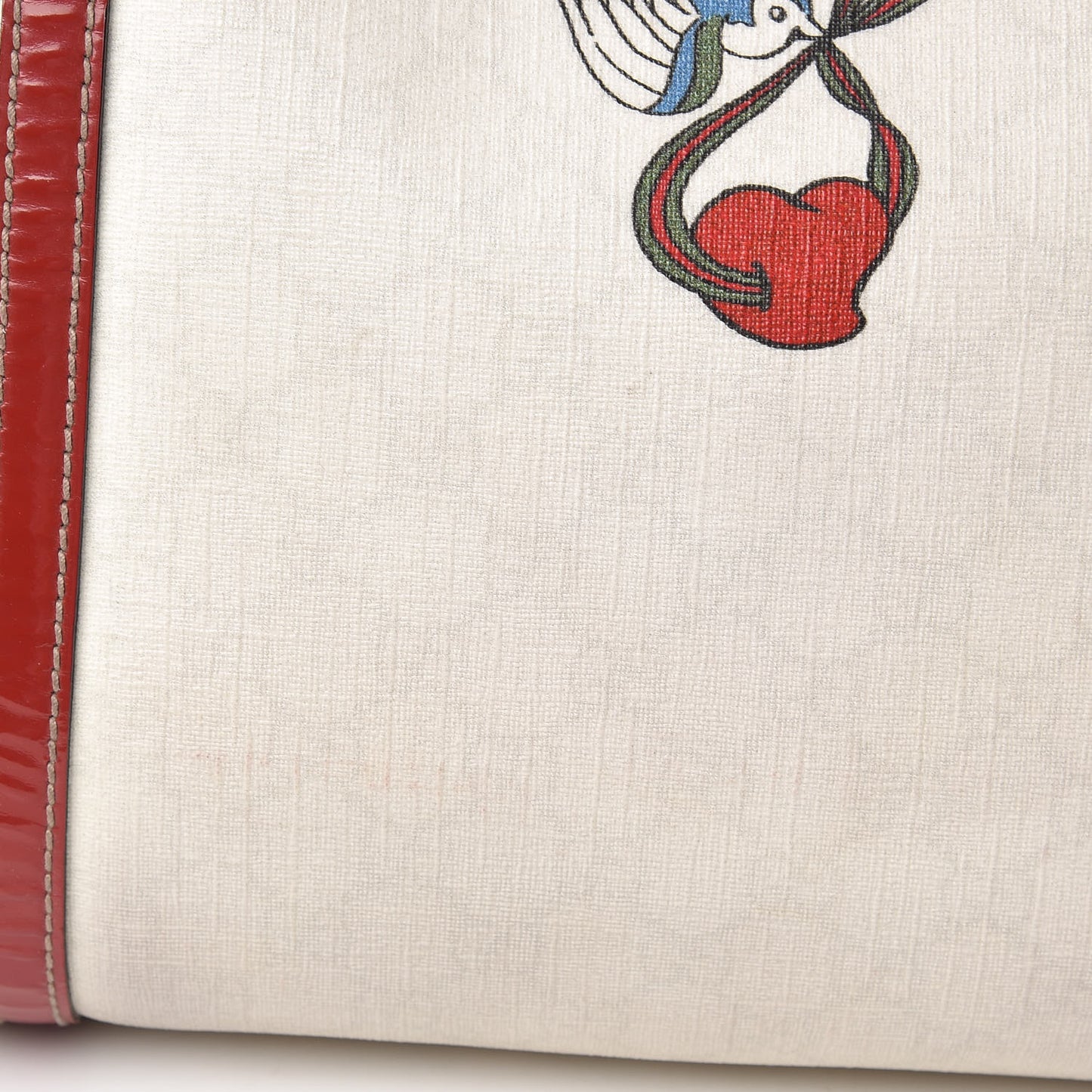 GG Plus Monogram Tattoo Heart Medium Joy Tote Off White Red