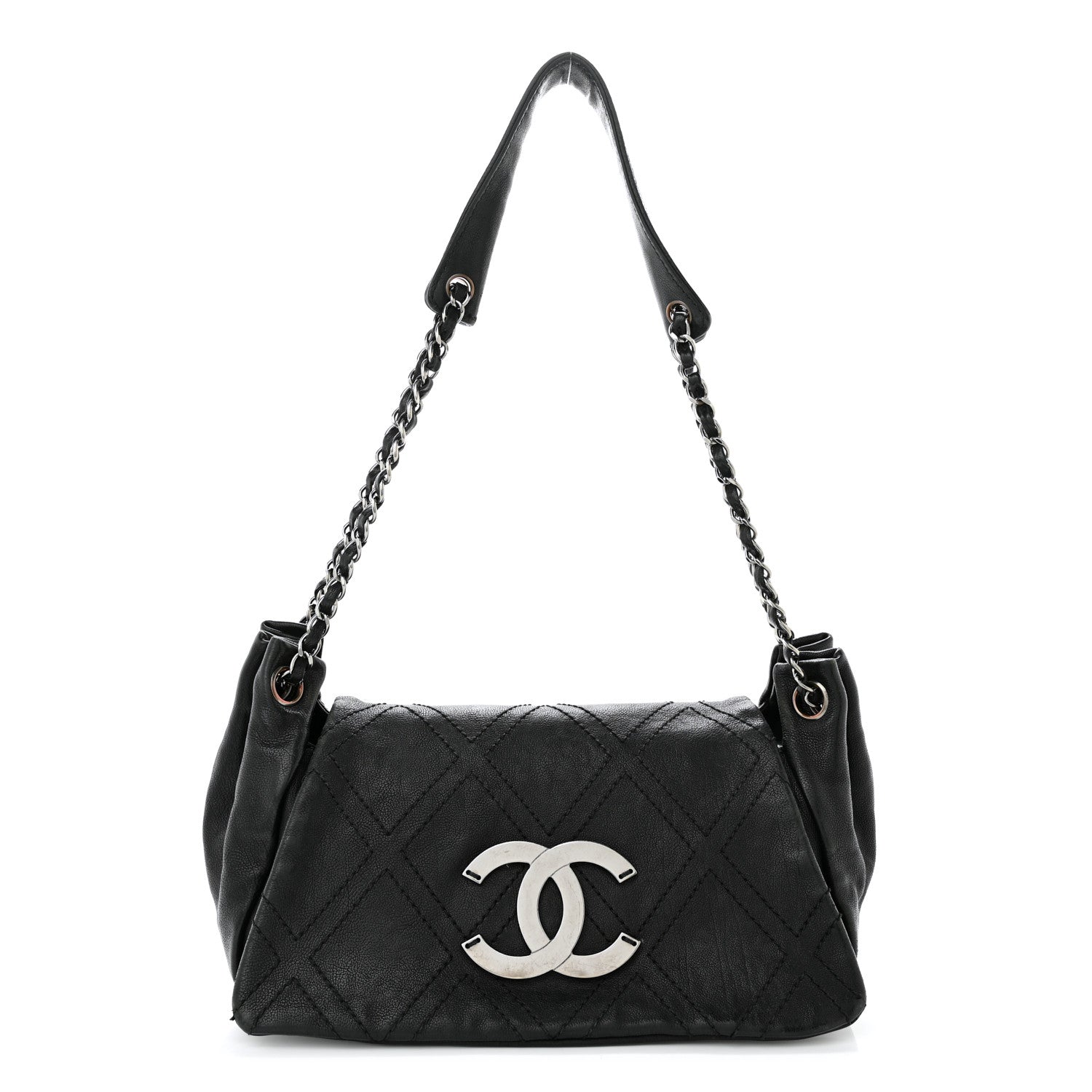 Chanel Calfskin Diamond Stitch Accordion Flap Black 1 of 21