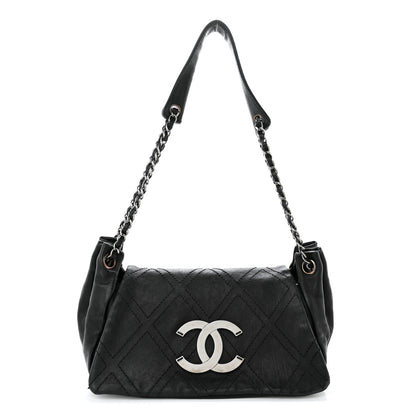 Chanel Calfskin Diamond Stitch Accordion Flap Black 1 of 21