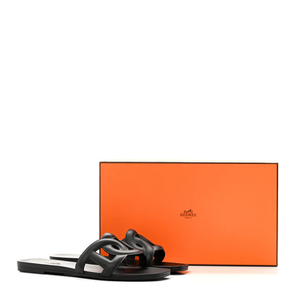 Hermes Rubber Aloha Sandals 35 Black 10 of 10