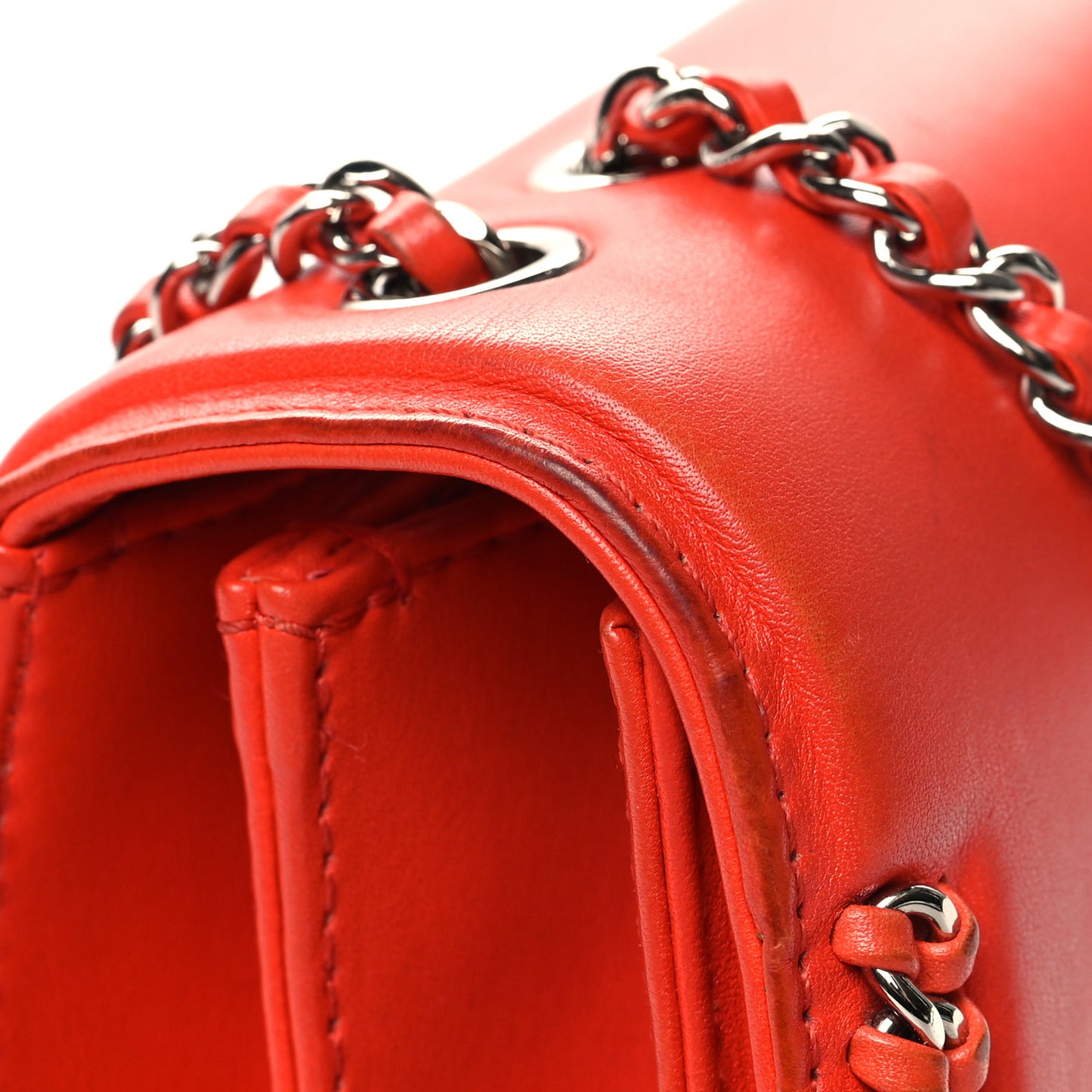 Calfskin Braided Small Chic Flap Red