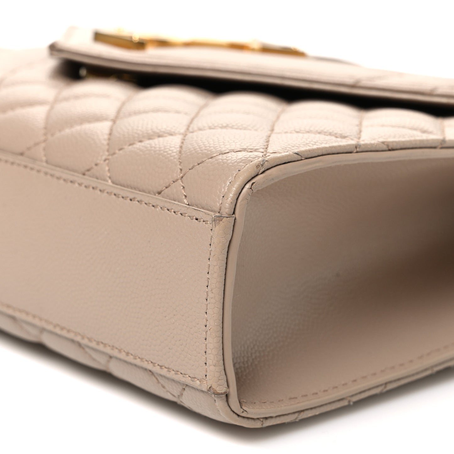 Grain De Poudre Textured Mixed Matelasse Medium Triquilt Monogram Satchel Dark Beige