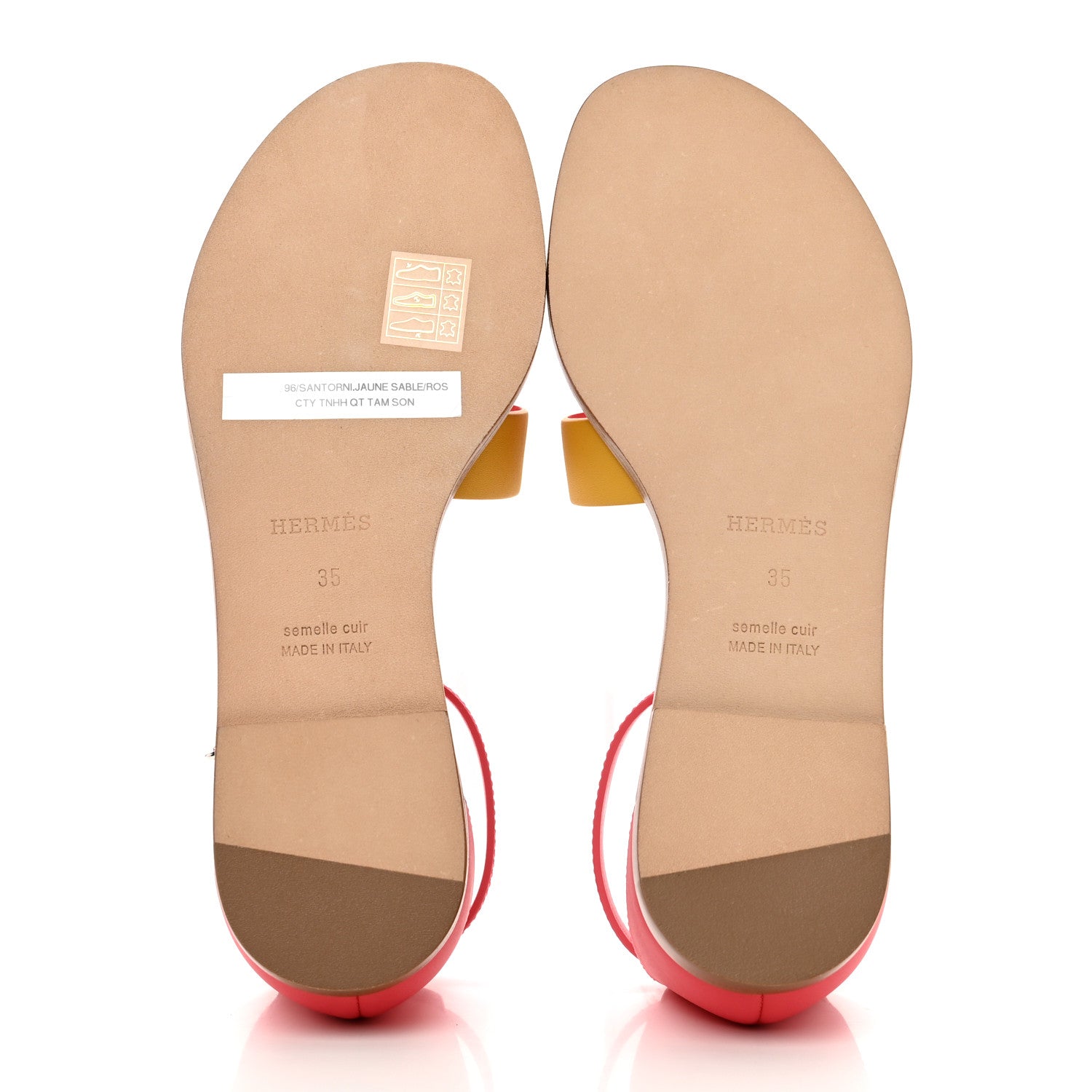Hermes Calfskin Santorini Sandals 35 Jaune Sable Rose 3 of 8