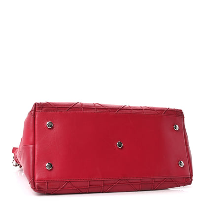 Christian Dior Lambskin Cannage Medium Granville Tote Red 4 of 10